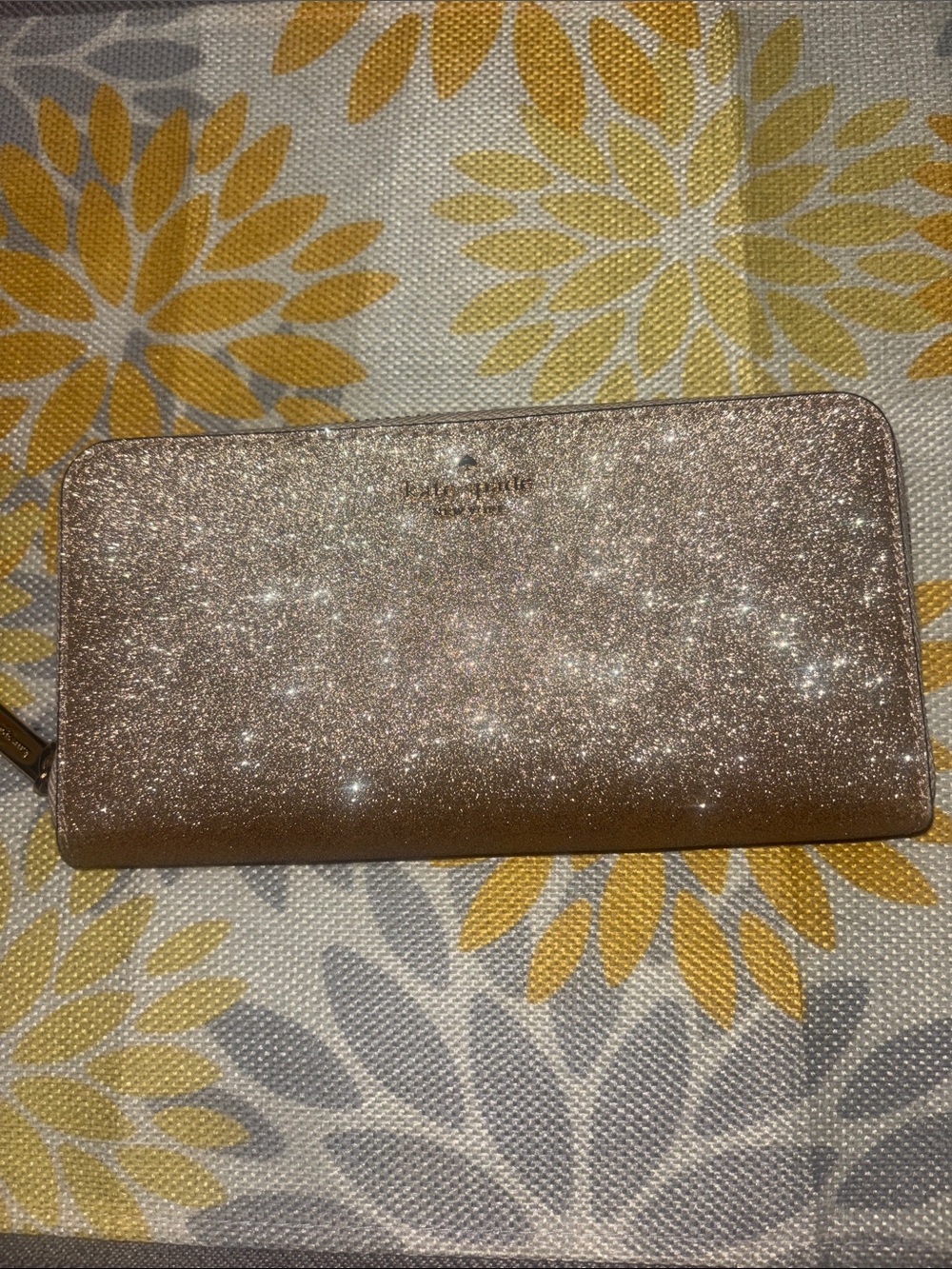 kate spade Glitter Zip-Around Wallet in Rose Gold Sparkle - Picture 2 of 5